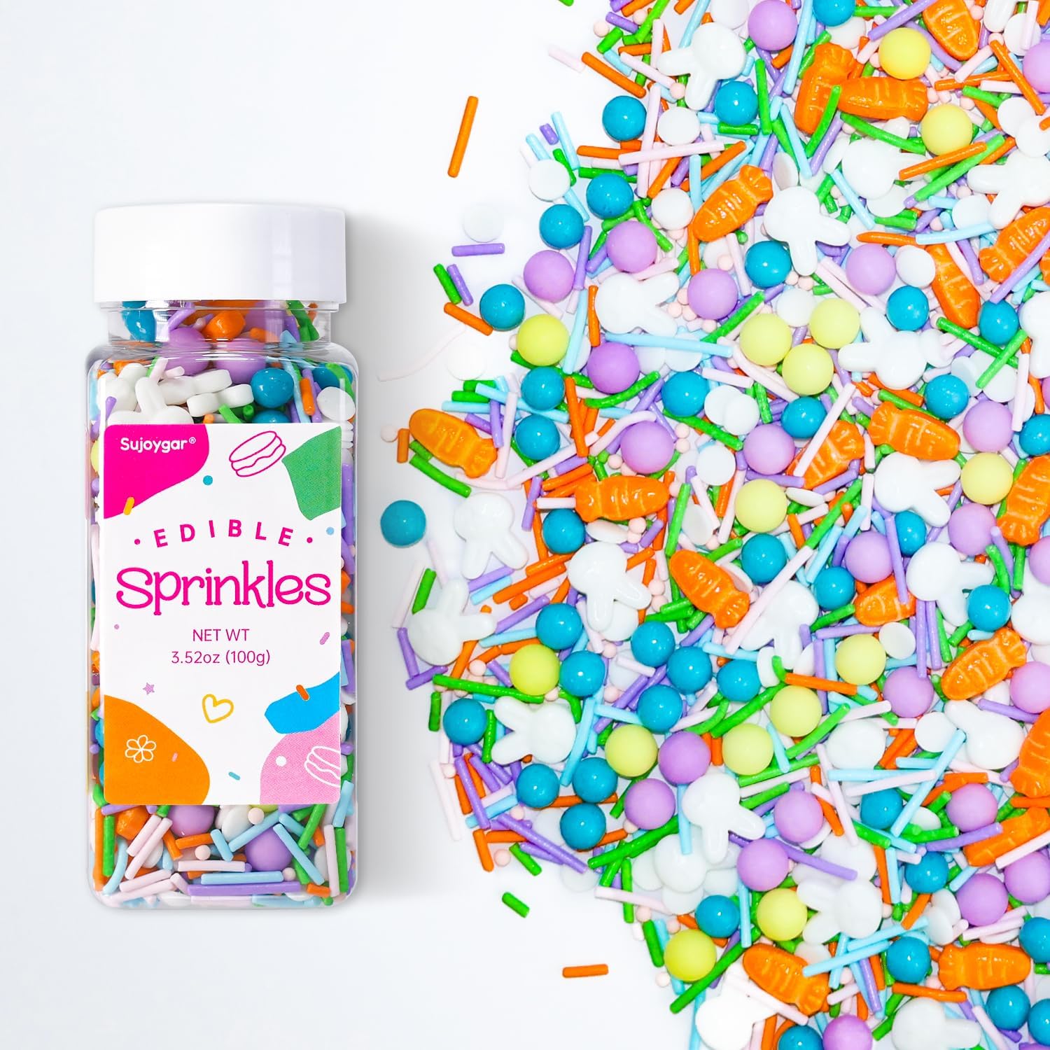 Purple Easter Sprinkles for Cake Decorations, 3.52oz Carrot Sprinkles Edible for Cupcakes Topper for Cupcakes Topper Baking Cookies Easter Spring Party Supplies