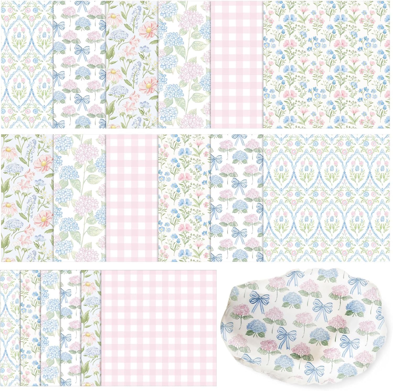 Yexiya 36 Sheet 6 Style Pastel Floral Paper Napkins for Decoupage Scandinavian Decorative Cocktail Napkin for Easter Spring DIY Crafting Furniture Nursery Modern Cottage Home Decor Unfolded 13 x 13 In