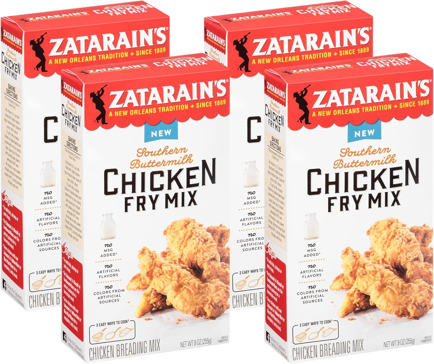 Zatarain's Southern Buttermilk Chicken Fry Mix, 9 oz (Pack of 4)