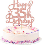1 Pack Happy 35th Birthday Cake Topper Rose Gold Glitter 35 & Fabulous Cheers to 35 Years Old Birthday Cake Pick for Celebrating 35th Birthday Anniversary Party Cake Decorations Supplies