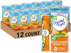 Crystal Light Peach Mango Green Tea Naturally Flavored Powdered Drink Mix, 60 ct Pack, 12 Canisters of 5 Pitcher Packets