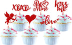 36 Pack Valentine's day Cupcake Toppers Red Glitter Sweet Love Kiss Me Cupid Be Mine Cupcake Food Picks Valentine's Day Theme Wedding Bridal Shower Birthday Party Cake Decorations Supplies