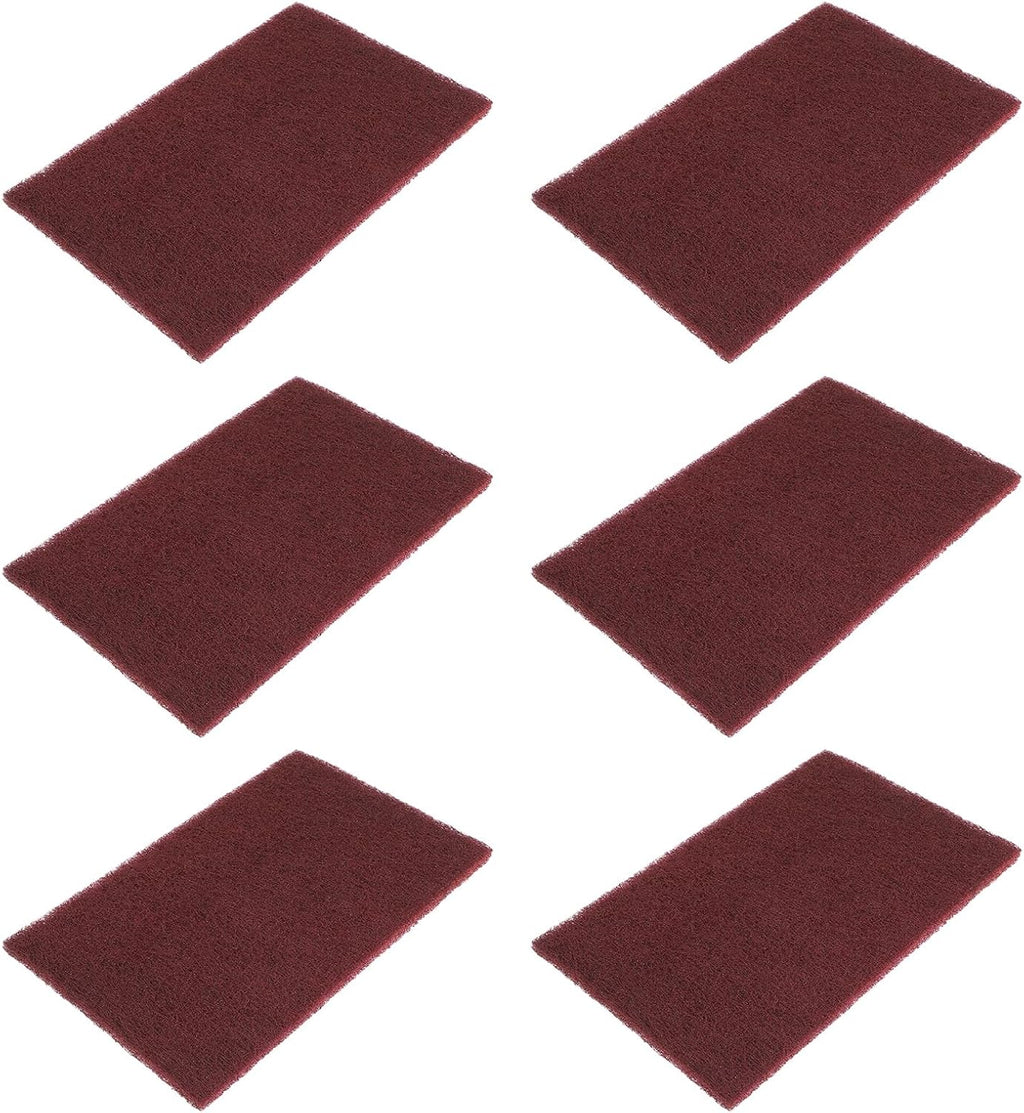 6 PCS Red Nylon Scuff Pads, Scouring General Purpose Hand Pads for Cleaning, Deburring, Scouring, Sanding, Surface Preparation (8.27 X 5.51 Inches)