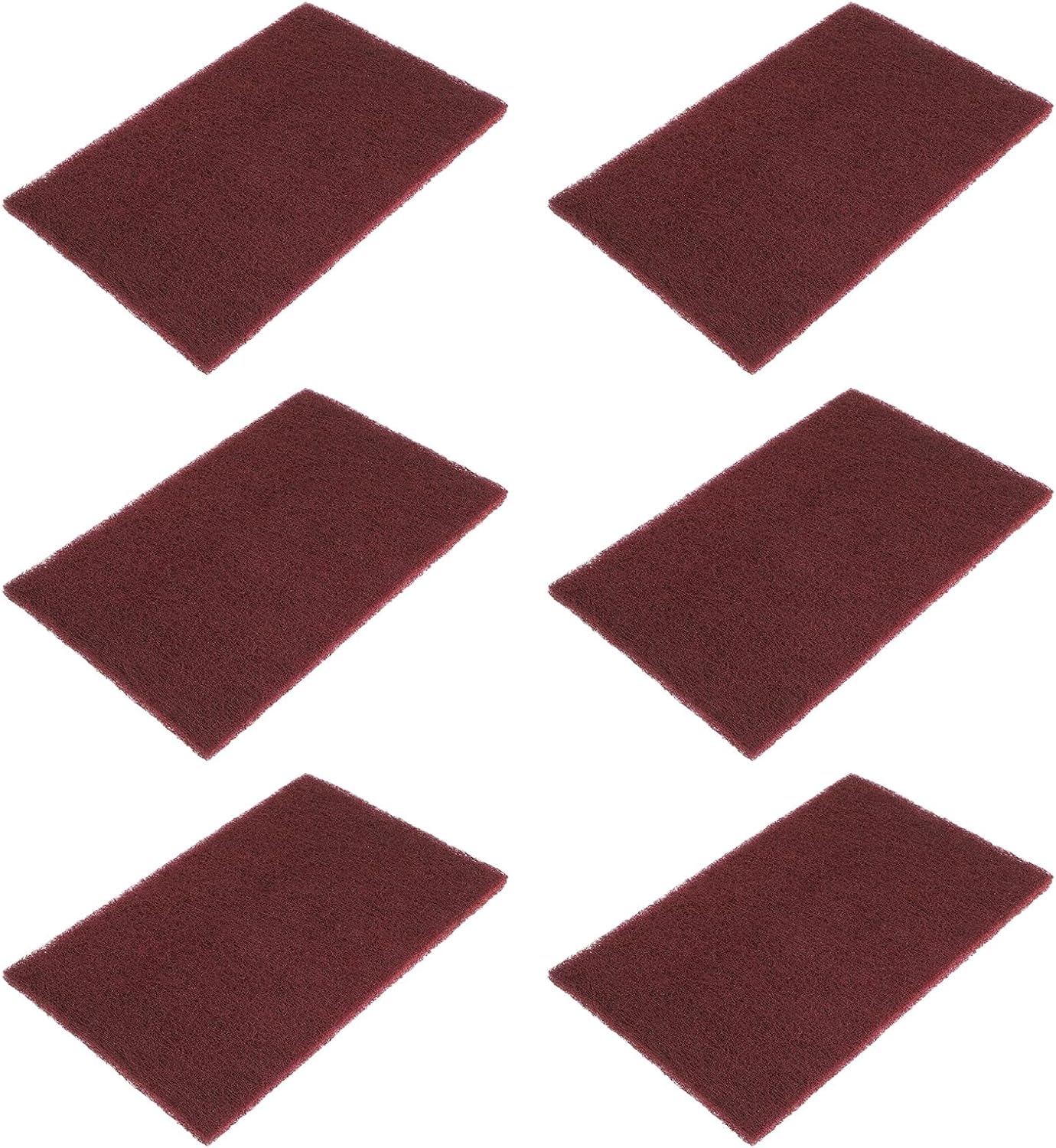 6 PCS Red Nylon Scuff Pads, Scouring General Purpose Hand Pads for Cleaning, Deburring, Scouring, Sanding, Surface Preparation (8.27 X 5.51 Inches)