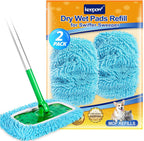 KEEPOW Reusable Dry Sweeping Cloths Microfiber Wet Pads Compatible with Swiffer Sweeper Mop and Sweep & Mop Deluxe, Replacement Mopping Pad Refills for Hardwood Floor Cleaning (2 Pack)