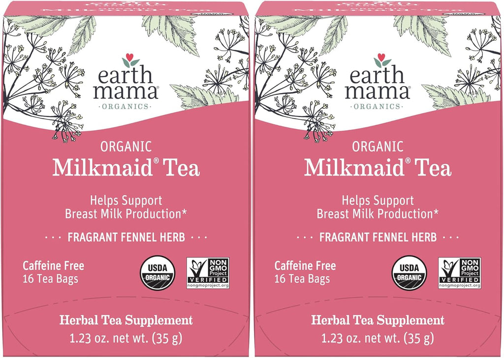 Earth Mama Organic Milkmaid® Tea | Lactation Support Herbal Tea | Breastfeeding Essentials to Support Breastmilk Production | 32 Teabags | Caffeine Free & Non-GMO