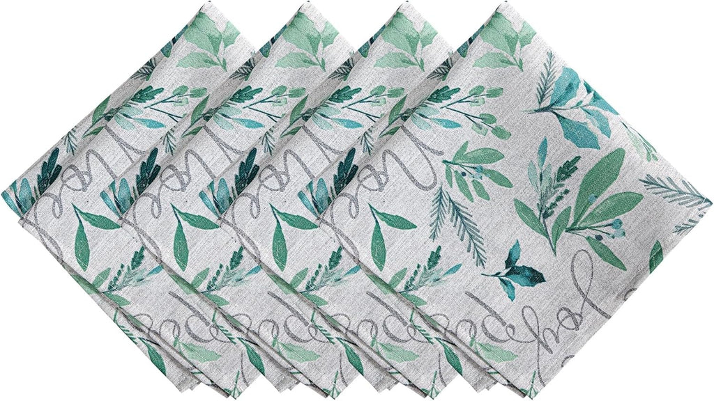 Elrene Home Fashions Seasons Greetings Blue Holiday/Christmas Cloth Napkins, Set of 4, 17"x17"