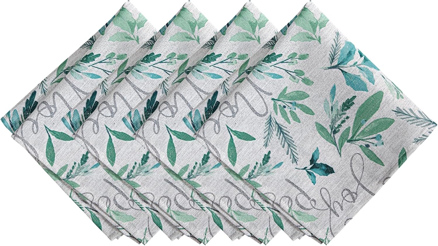 Elrene Home Fashions Seasons Greetings Blue Holiday/Christmas Cloth Napkins, Set of 4, 17"x17"