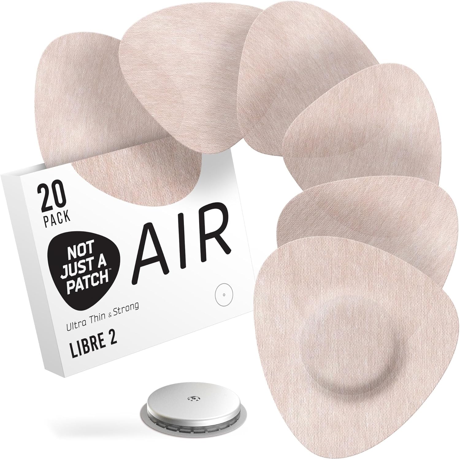 Not Just A Patch Freestyle Libre 2 Covers (20 Pack) - Thin, Strong and Light, Ultra-Long 14 Day Adhesion - Durable Lingo CGM & Libre 2 Sensor & Protector Patches - Beige