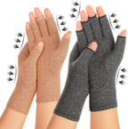 Zexhoor 2 Pairs Arthritis Compression Gloves for Women Men, Carpal Tunnel Pain Relief, Fingerless for Typing Both Hands