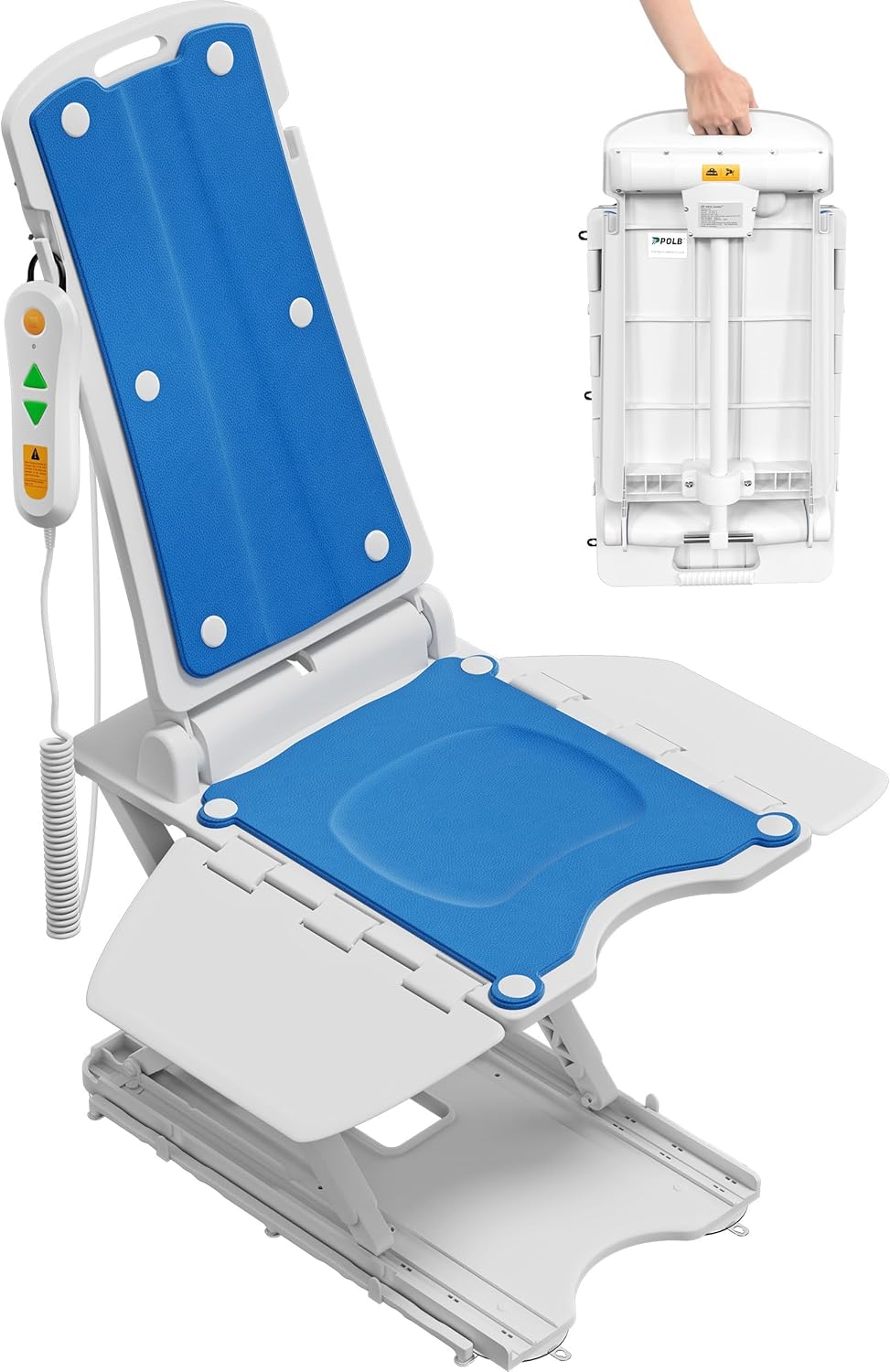Electric Chair Lift - Floor Lift for Elderly Falls, Support Up to 308 LB, IPX8 Waterproof Bath Lift, Foldable & Wireless Rechargeable Design, Quick-Rise Assist for Disabled