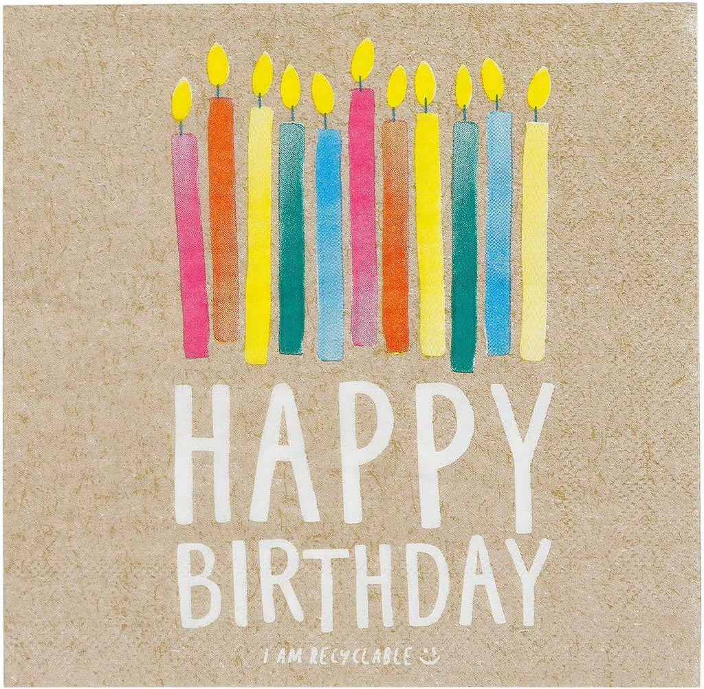 Kraft Talking Tables Birthday Party Paper Napkins ZERO PLASTIC ,33CM, 20PK