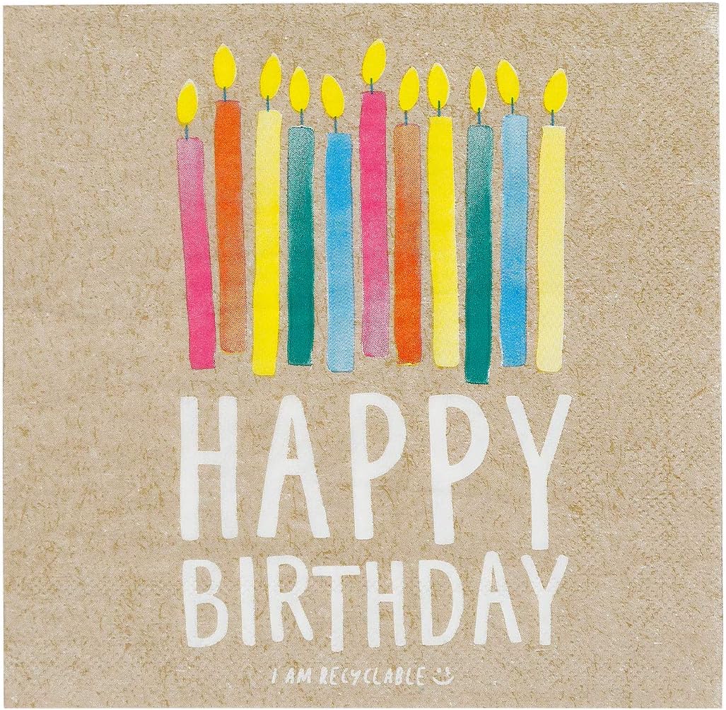 Kraft Talking Tables Birthday Party Paper Napkins ZERO PLASTIC ,33CM, 20PK