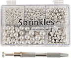 Kasvan silver Mix Sugar Sprinkles - Edible Candy Pearls with 4-Claw Sprinkle Pen,118g/4.16 Oz, Gift Box Pack, Baking Cake Decorations, Ice Cream Toppings and Cookie Decorating, Wedding Party Chirstmas Supplies