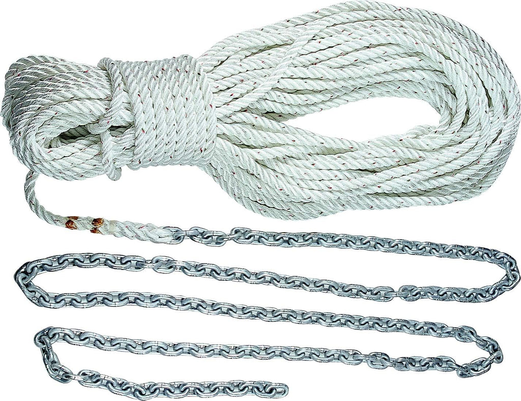 Lewmar Boat Anchor Rode for Windlasses - 15' 5/16" G4 Chain, 200' 5/8" 8-Plait Rope with Shackle, High-Test-Rated Galvanized Links, Hand-Sewn Whipping