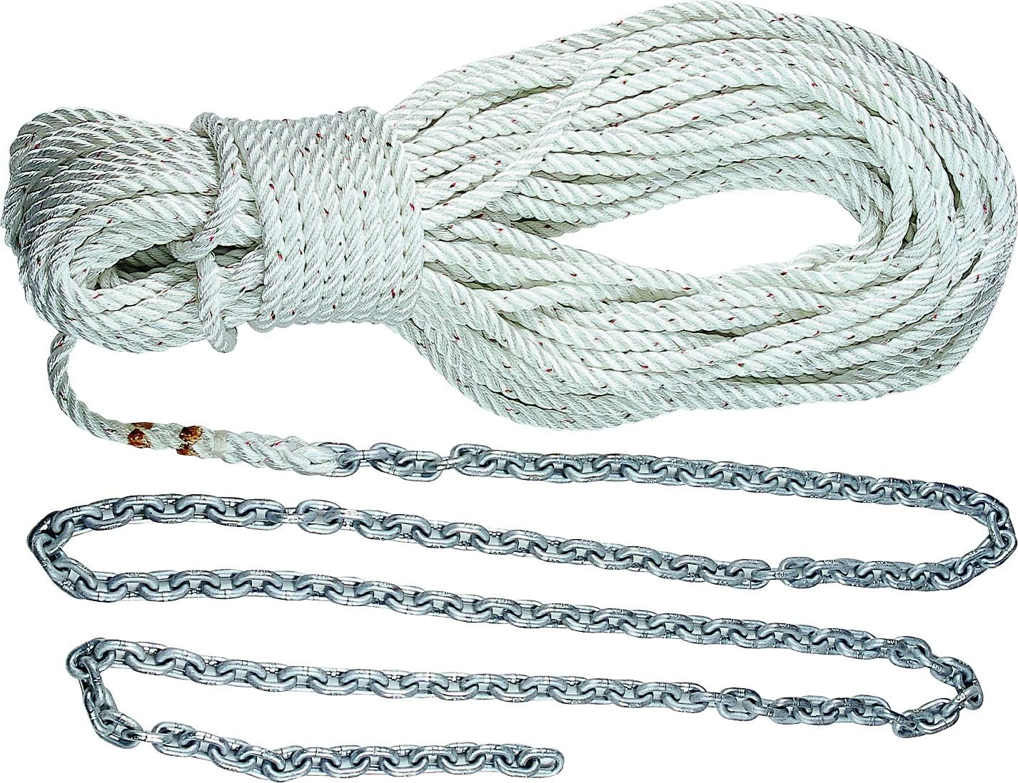 Lewmar Boat Anchor Rode for Windlasses - 15' 5/16" G4 Chain, 200' 5/8" 8-Plait Rope with Shackle, High-Test-Rated Galvanized Links, Hand-Sewn Whipping