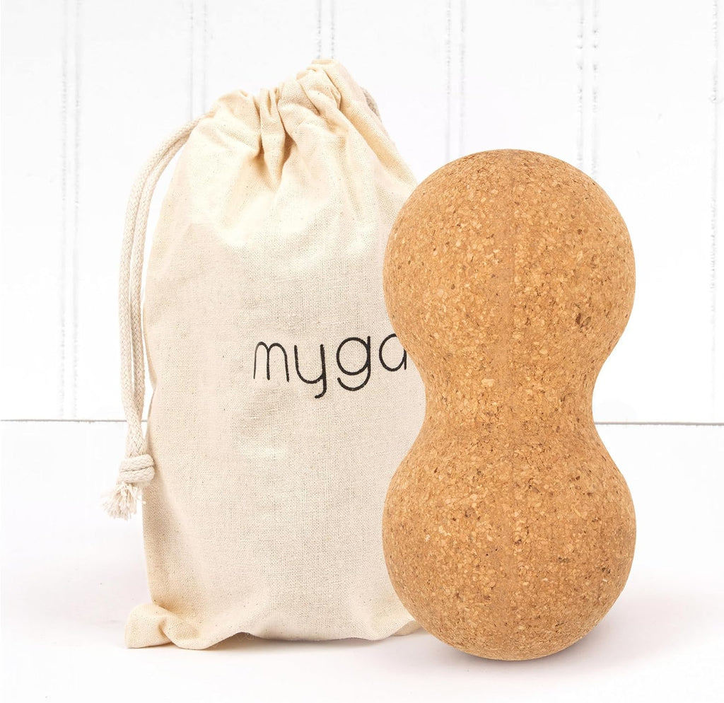 Myga - Cork Peanut Lacrosse Ball Muscle Roller Self Massager for Myofascial Release, Trigger Point Therapy and Deep Tissue Massage - 5.51" x 2.36"