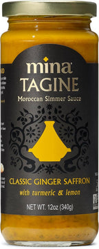 Mina Tagine Moroccan Chicken Simmer Sauce, 12 oz - Classic Ginger Saffron Made with Turmeric, Lemon & Olive Oil, Tagine Seasoning, Chicken Sauce, Garlic Sauce, Moroccan Spices