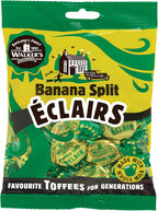 Walkers Nonsuch Banana Split Eclairs Bag 5.29 Oz (150g) – British Toffee Candy with Condensed Milk & White Chocolate, Imported UK Banana Taffy Caramel Sweets, Individually Wrapped English Toffee