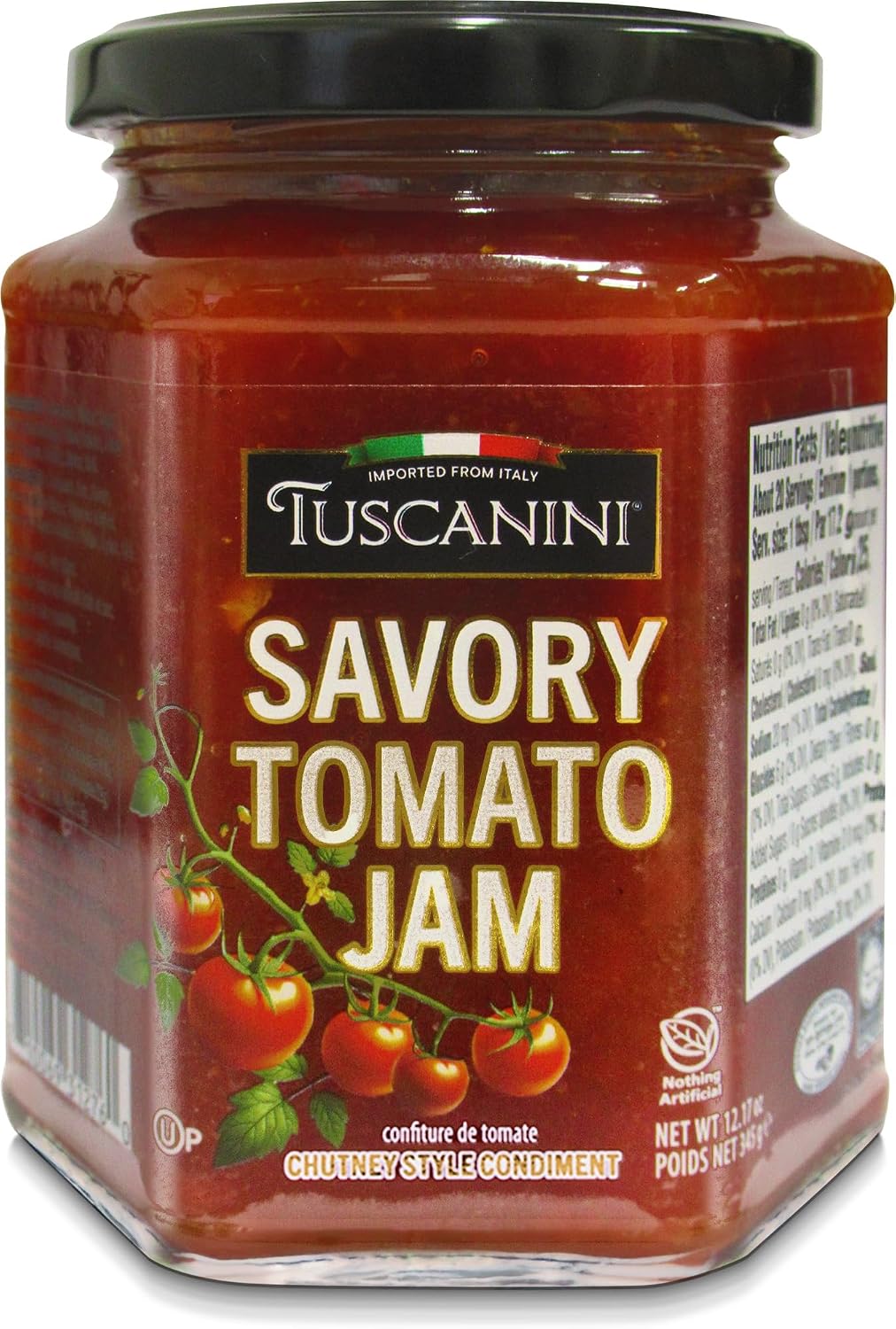 Tuscanini Savory Tomato Jam, 11.64 oz | Savory Jam | Chutney Style Condiment | Italian Tomato Spread | Great for Bruschetta Spread | Kosher (Including Passover)