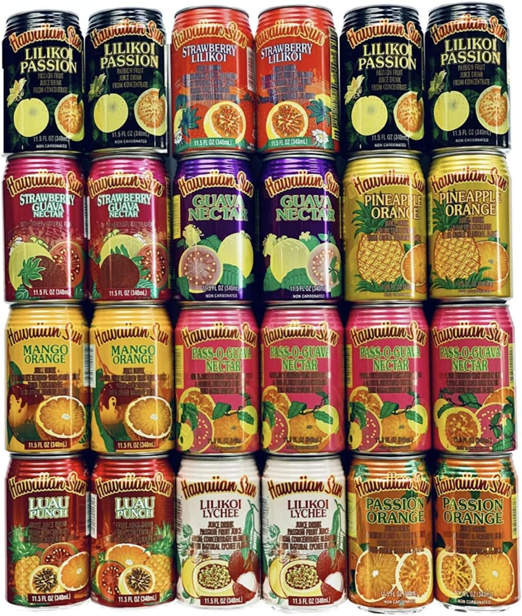 Hawaiian Sun Premium Tropical Juice Drink Party Bundle of 10 Assorted Flavors (24 Cans Total)