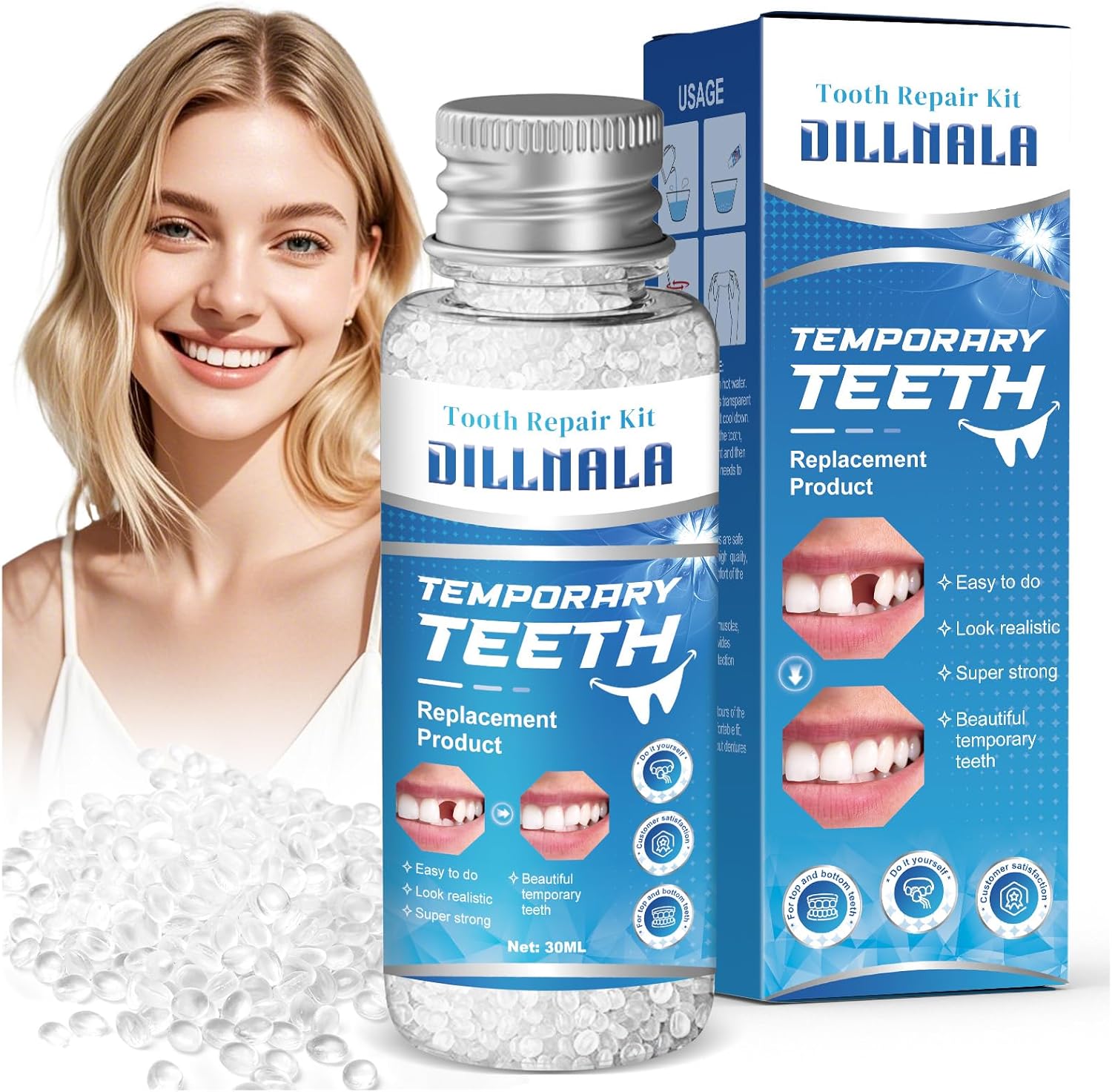 Tooth Repair Kit, Moldable False Teeth Beads for Teeth Repair-1PCS