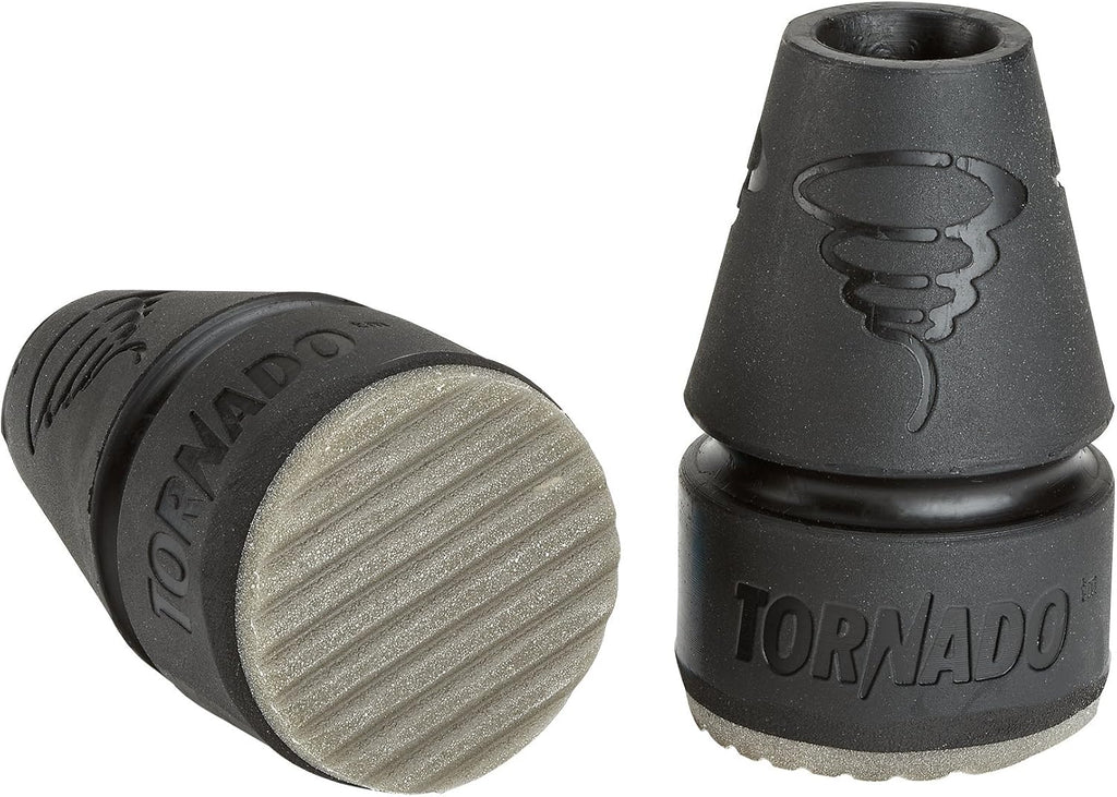 Tornado Rain Cane & Crutch Tips, Fits Shafts of 3/4 to 1 Inch, Black, Pair