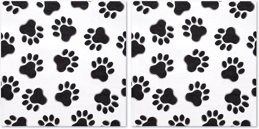 WRAPAHOLIC 50Pcs Paw Print Napkins - 3 Ply Adorable Dog or Cat Party Disposable Paper Luncheon Napkin for Puppy Party Supplies Tableware - 6.5 x 6.5 In (Pack of 2)