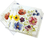 20-ct 3-ply 13x13 Meadow Floral Napkins Paper Valentines Day Decorative Decoupage Mother Spring Pretty Flower white pink purple yellow green blue 6.5 x 1 inch