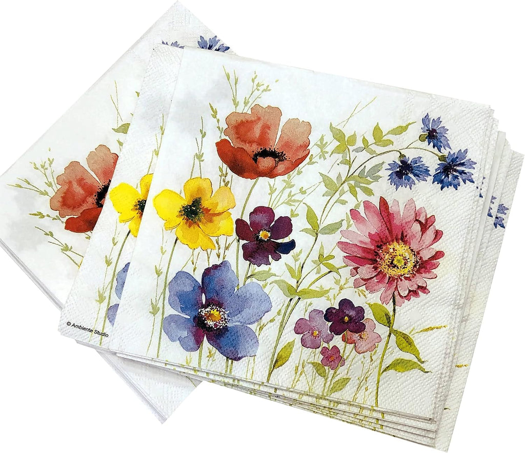 20-ct 13x13 Meadow Floral Napkins Floral Paper Napkins Valentines Day Napkins Decorative Napkins Garden Floral Napkins Paper Decoupage Mother's Day Napkins Spring Paper Napkins Pretty Flower Napkins
