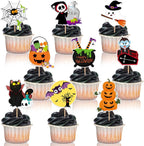 SANNIX 72 Pcs Halloween Cupcake Toppers Food Picks Pumpkin Bat Ghost Toothpicks for Halloween Decorations Birthday Party Decor Supplies Cake Food Appetizer Decor