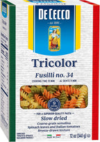 De Cecco Tri-Color Pasta, Fusilli No.34, 12 Ounce