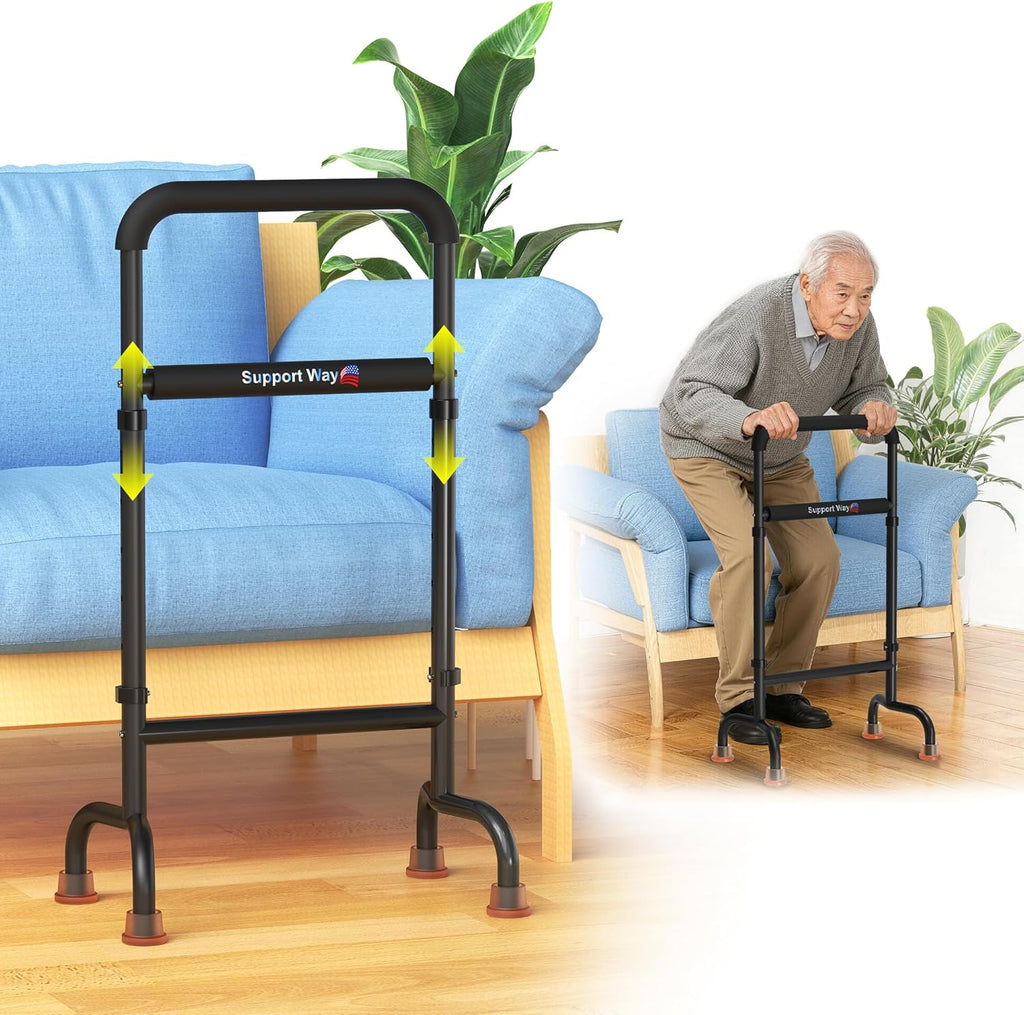 Heavy-Duty Stand Assist for Chair & Couch - Wide 17.5" Iron Base, Adjustable Height 29.5"-38.7", 450lb Capacity Mobility Aid for Seniors & Recovery