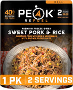 Peak Refuel Sweet Pork & Rice | Premium Freeze Dried Camping Food | Backpacking & Hiking MRE Meals | Just Add Water | 100% Real Meat | 40g of Protein | 2 Serving Pouch