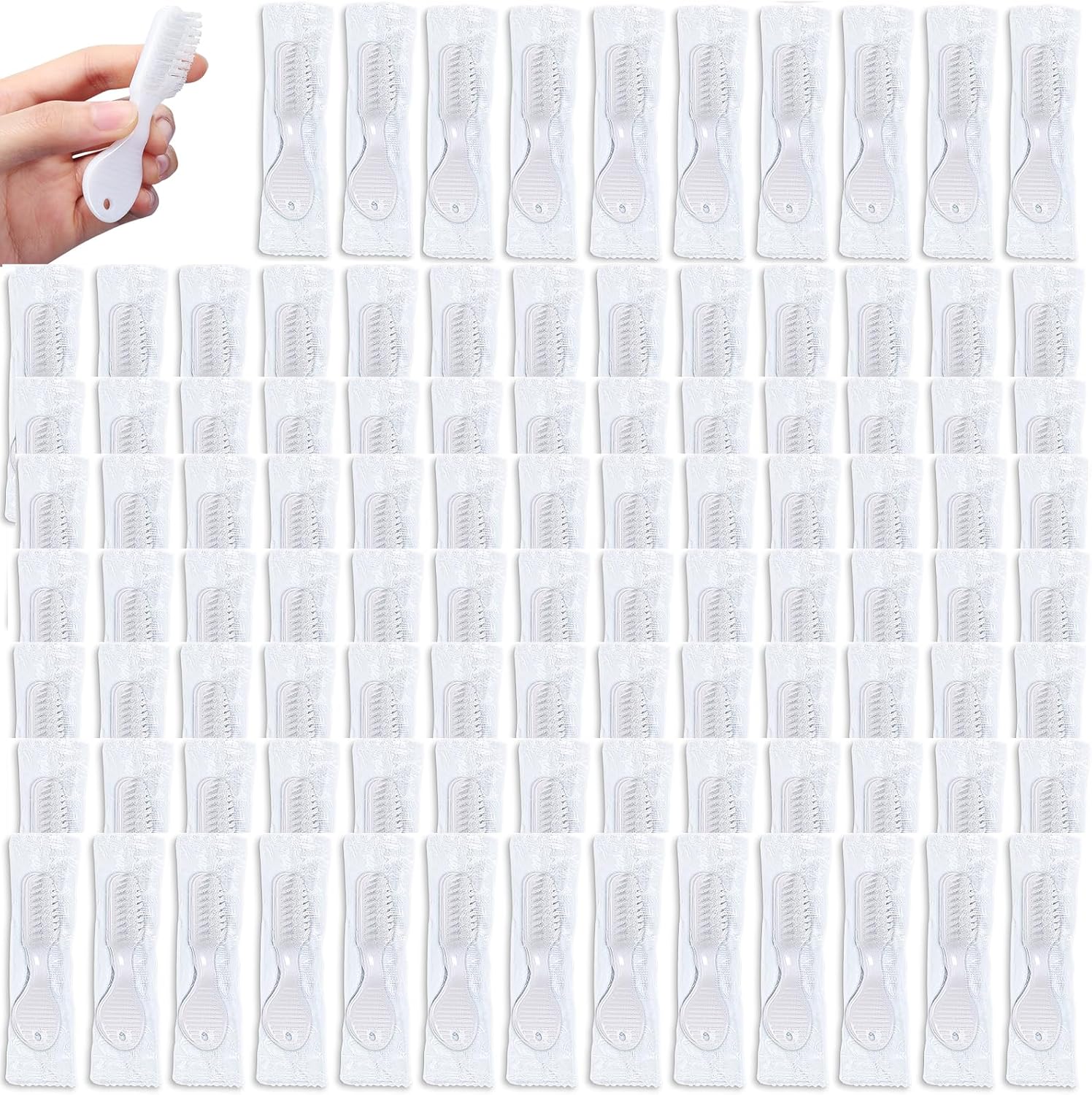 Patelai 100 Pcs Mini Toothbrush Thumbprint Individually Packaged Security Short Toothbrush Bulk with Soft Bristle Bulk for Portable Prison Camping Detention Center Travel Denture Teeth Cleaning
