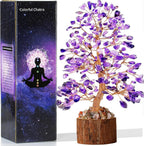 Amethyst Crystal Healing Chakra Tree of Life, Sister Women Mom Birthday Gifts Positive Energy & Good Luck, Bonsai Gem Stone Feng Shui Money Tree House Home Office Room Desk Spiritual Decor