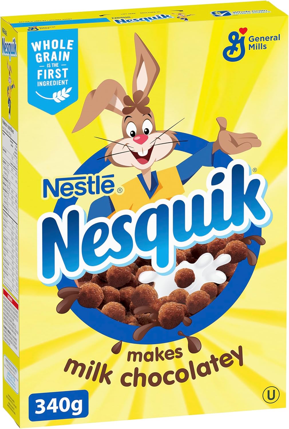 Nesquik 340 GRAM CEREAL It turns the milk chocolatey so that the NESQUIK chocolate flavour can be experienced from the first bite to the last milk drop!