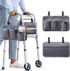 BAGSFY 2-Pack Walker Side Bag, Universal Walker Accessories with Cup Holder, Waterproof Folding Walker Organizer Caddy Pouch for Most Walkers with Side Bars, Double-Sided Storage for Seniors & Elderly