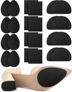24PCS Non Slip Shoe Pads for Bottom of Shoes, Shoe Grips for Heels Anti Slip, Self-Adhesive Non-Skid Stickers for Shoes (3 Style, Black)