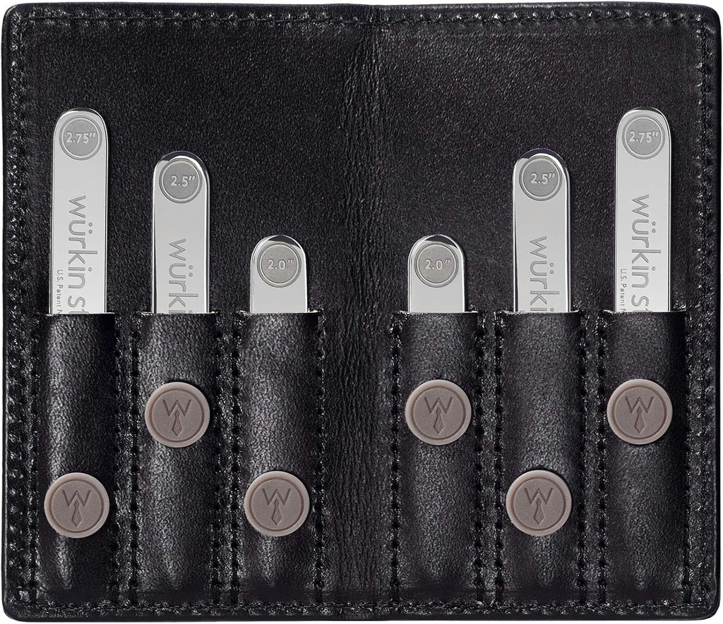 Würkin Stiffs Assorted Power Stays Magnet Collar Stay Travel Set Leather Wallet Case | Gift for Men | Seen on Shark Tank