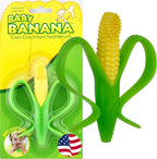 Baby Banana® Corn Cob Toothbrush Teether Tooth Brush for Infant, Baby, and Toddler, Made in USA, Butter-Soft Bristles,Bendable Food Grade Silicone, Family-Owned Buisness Since 2009