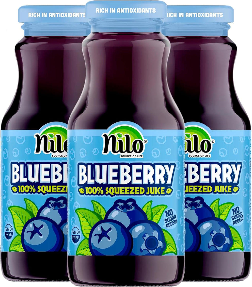 NILO Blueberry Juice | 100% Squeezed Wild Blueberry Arandano | NO Sugar added | NON GMO | NOT From Concentrate | 8.45 oz (Pack of 12)
