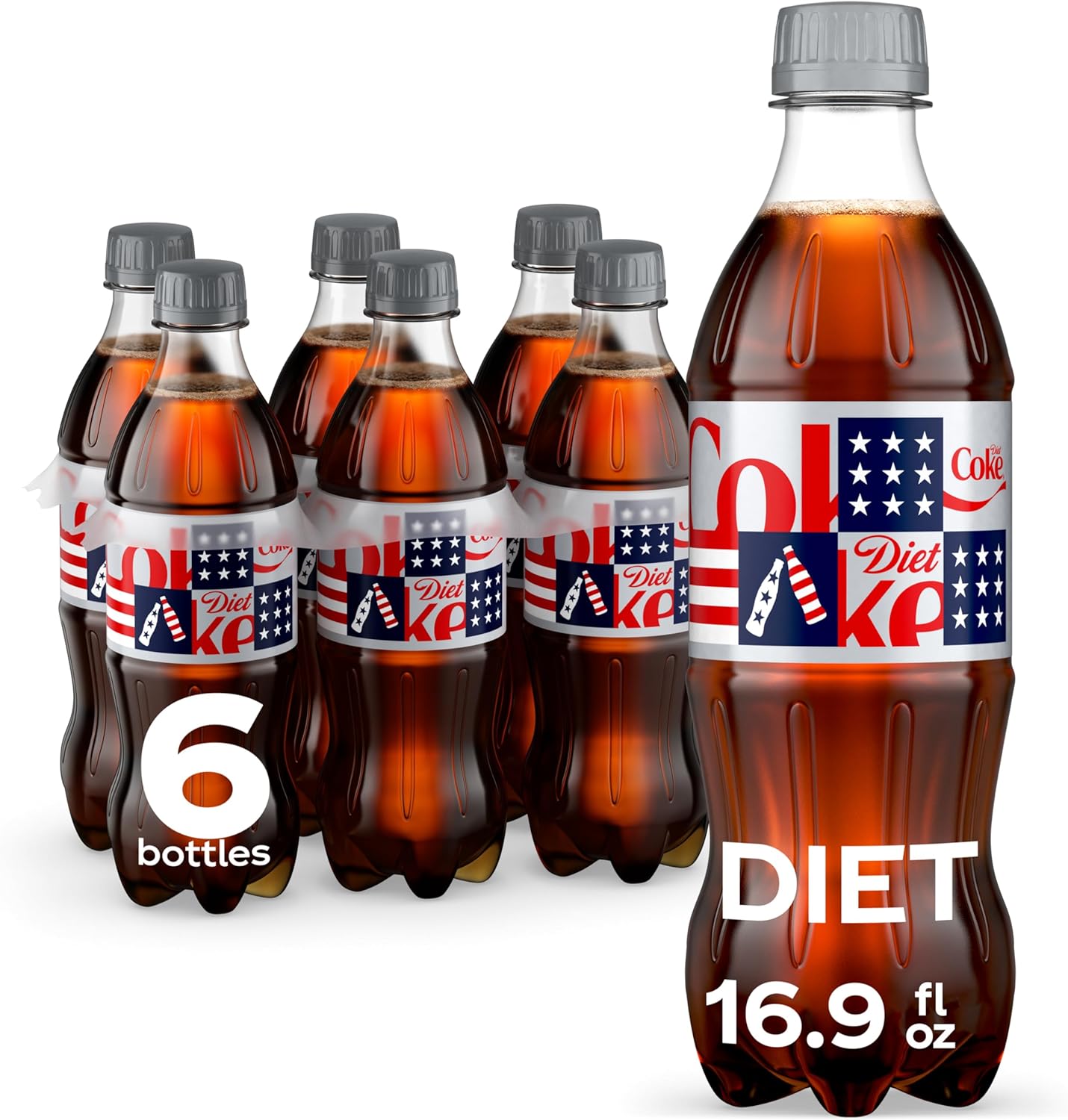 Diet Coke Diet Soda, 16.9 fl oz Bottles, 6 Pack - Cola Soft Drinks