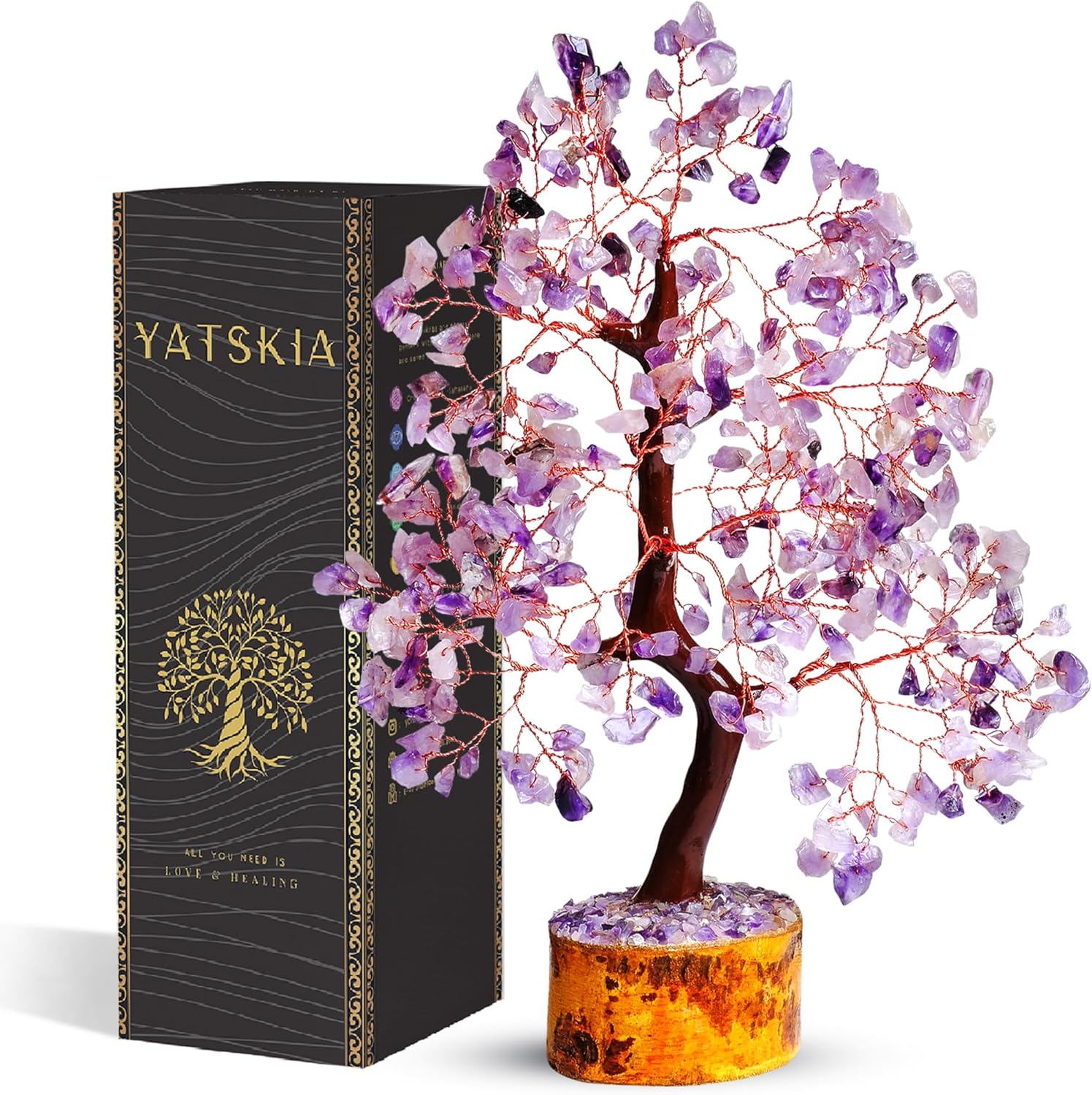 YATSKIA Amethyst Crystal Tree Stones and Crystals Tree of Life, Crystal Home Decor, Good Luck Gifts, Spiritual Gifts for Women