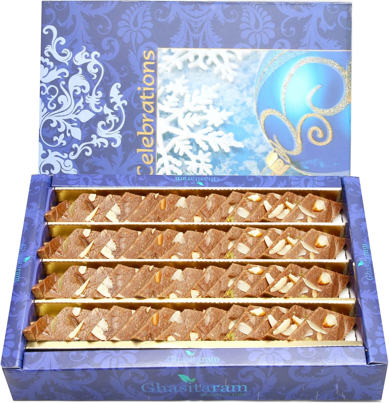 Ghasitaram Gifts Indian Sweets - Diwali Gifts Sugarfree Sweets - Sugarfree Chocolate Kaju Katli 800 GMS