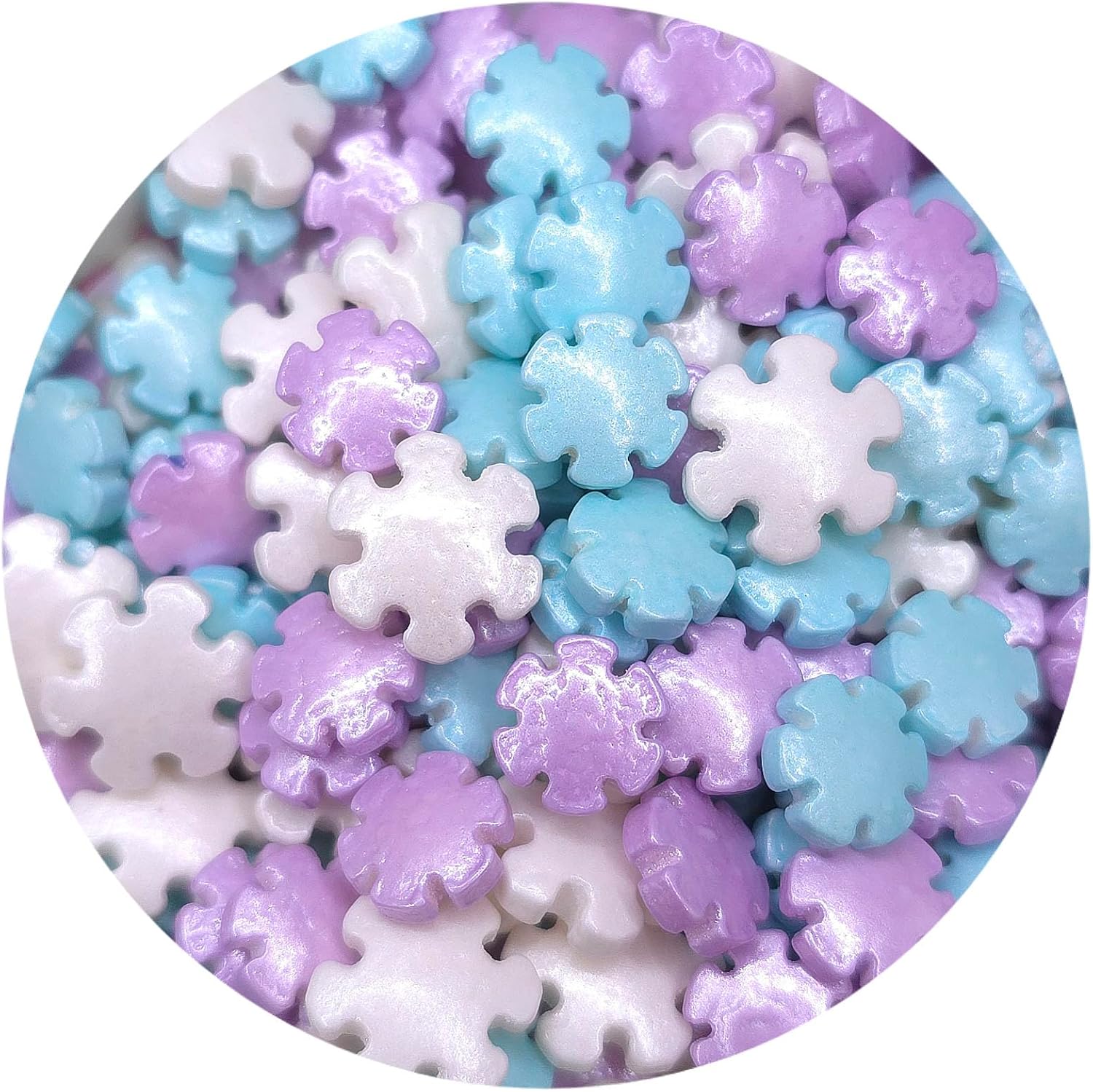 NCS Snowflake Edible Sprinkles – Blue, Purple & White Christmas Cupcake, Cake & Cookie Decorations, 8 oz
