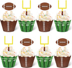 Nuenen 96 Pcs Football Cupcake Toppers and Wrappers Set Football Theme Cupcakes Decorations Sports Game Day Themed Cake Holders and Picks for Birthday Sport Party Decorations Supplies (Classic)