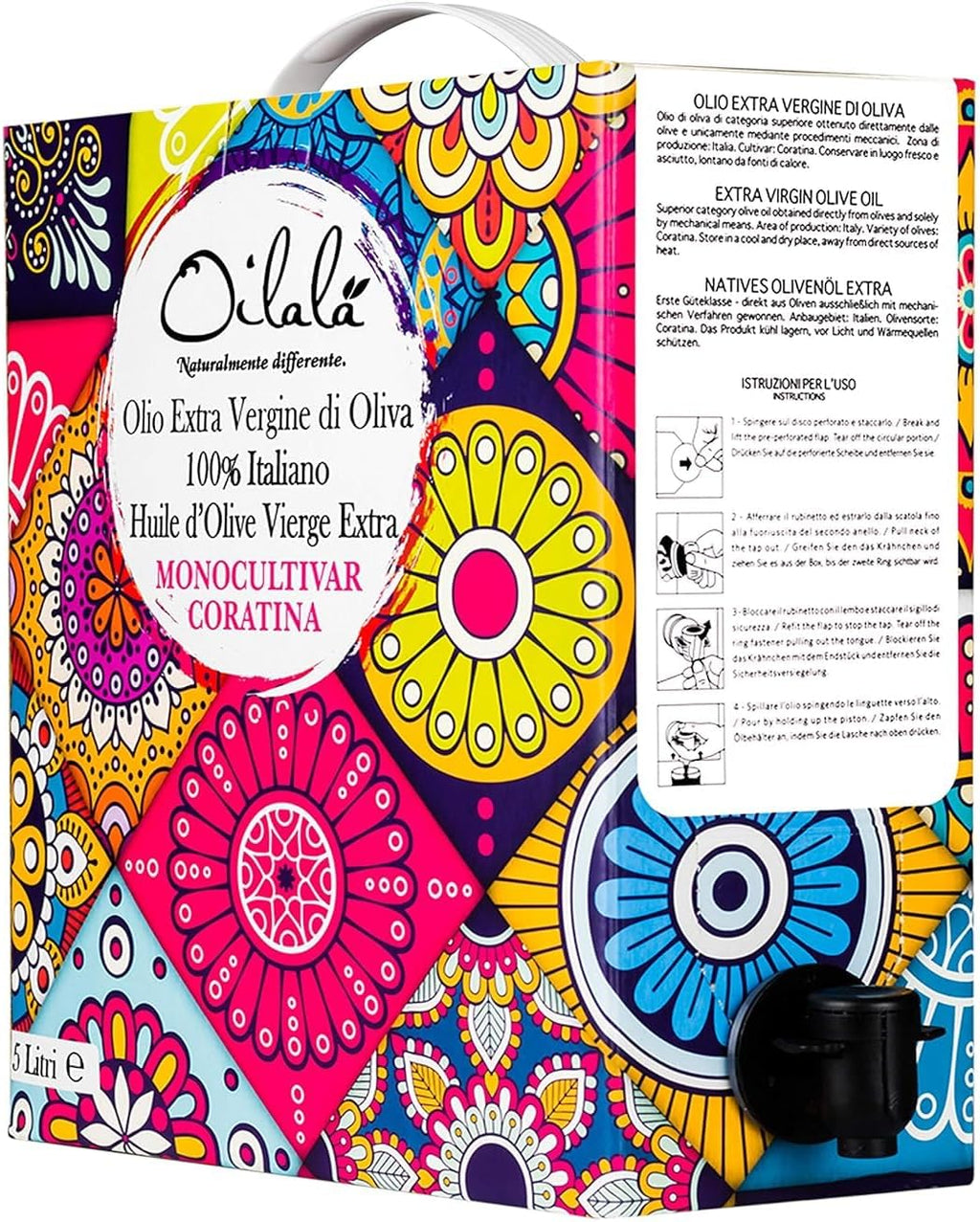 Oilala Extra Virgin Olive Oil, Coratina, High Polyphenols 707 mg/kg, High Hydroxytyrosol, Great For phenolic Shot, Low acidity, Robust, Puglia Italy, Italian family farm, Single Source, Gold Medal NYIOOC (5 Liter) (169 FL OZ)