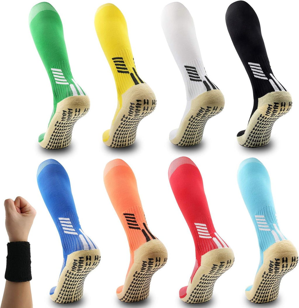 Athletic Sock Non-Slip Sport Sock for Men Women Non-Skid Long Compression Knee Length Colorful Socks with Grips