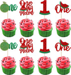 Rsstarxi 24 Pack Glitter Watermelon Cupcake Toppers One in a Melon Cupcake Picks Decorations for First Birthday Watermelon Themed Baby Shower Kids 1st Birthday Party Cake Decorations